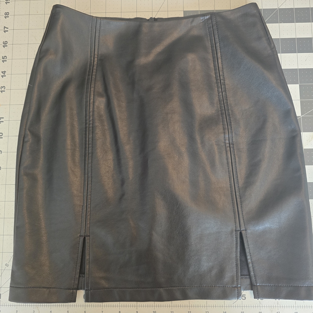 Mango Black Leather Pencil Skirt